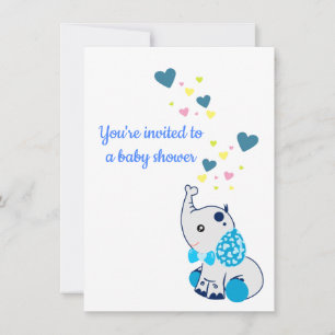 Invitación de Baby Shower con elefante bebé