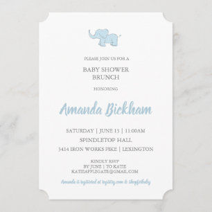 Invitación de Baby Shower con elefante de acuarela