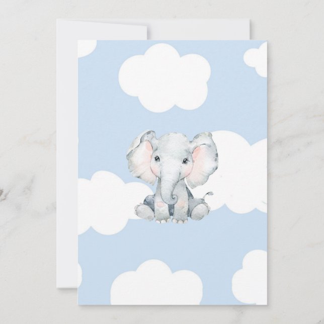 Invitación de Baby Shower con elefante de acuarela (Reverso)
