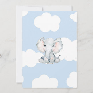 Invitación de Baby Shower con elefante de acuarela