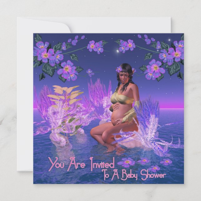 Invitación de Baby Shower con elfo afroamericano (Anverso)