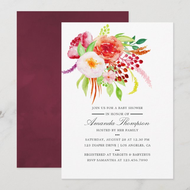 Invitación de baby shower con encanto rústico chic (Anverso / Reverso)