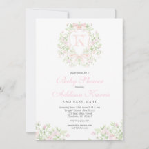 Invitación de baby shower con escudo elegante
