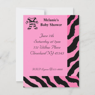 Invitación de baby shower con estampado de cebra