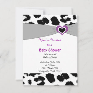 Invitación de baby shower con estampado de leopard
