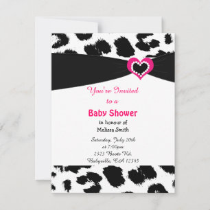 Invitación de baby shower con estampado de leopard
