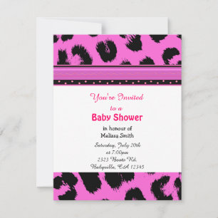 Invitación de baby shower con estampado de leopard