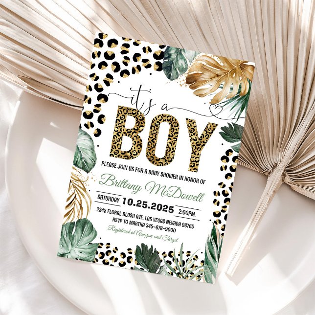 Invitación de Baby Shower con Estampado de Leopard (Subido por el creador)