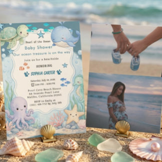 Invitación de Baby Shower con Estética Bajo El Mar