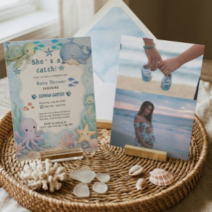 Invitación de Baby Shower con Estética Bajo El Mar