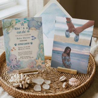 Invitación de Baby Shower con Estética Bajo El Mar