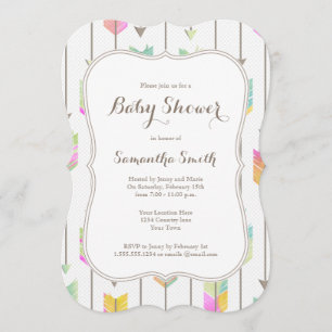 Invitación de Baby Shower con flechas pintadas