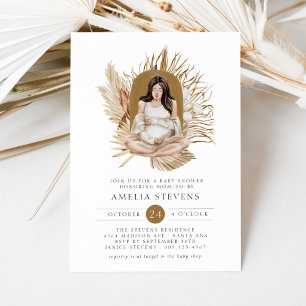 Invitación de Baby Shower con Florales Boho