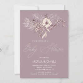 Invitación de Baby Shower con flores crema moderna