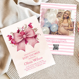 Invitación de Baby Shower con flores de bonito y a
