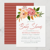 Invitación de Baby Shower con flores silvestres en
