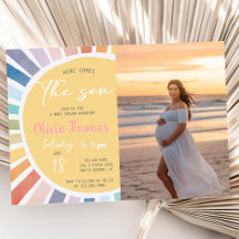 Invitación de Baby Shower con Foto Aquí Viene El H