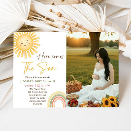 Invitación de Baby Shower con Foto de Sol y Arcoír
