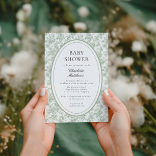 Invitación de Baby Shower con Foto Floral Toile De