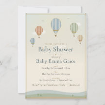 Invitación de Baby Shower con Globo Aerostático Vi
