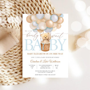 Invitación de Baby Shower con Globo de Osito de Pe