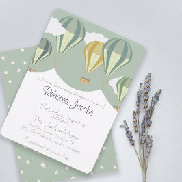 Invitación de Baby Shower con globos de aire calie