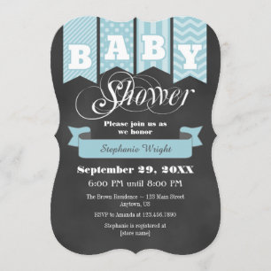 Invitación de Baby Shower con la bandera azul clar