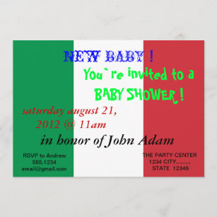 Invitación de Baby Shower con la bandera de Italia