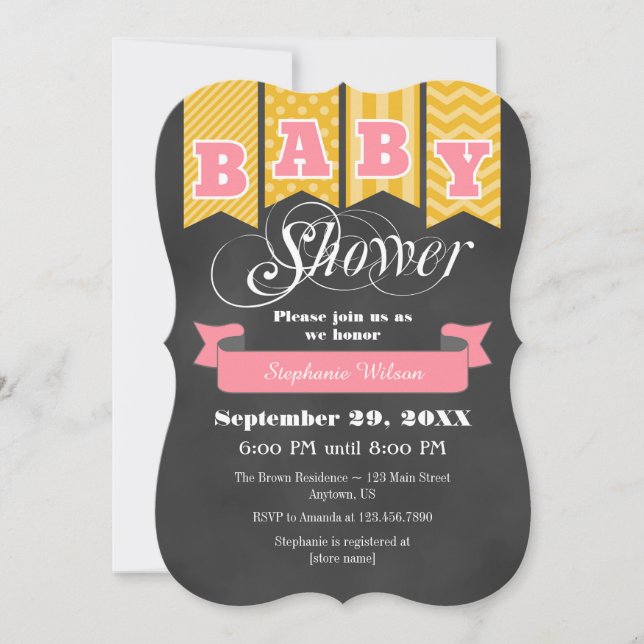 Invitación de Baby Shower con la bandera de la pla (Anverso)