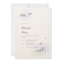 Invitación de baby shower con lavanda y mariposa t