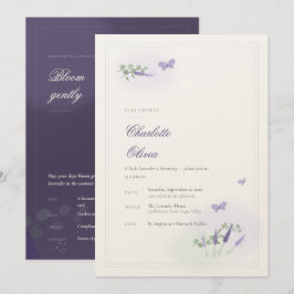 Invitación de baby shower con lavanda y mariposa t