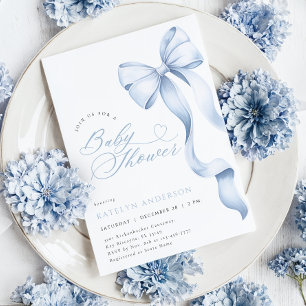 Invitación de Baby Shower con Lazo Azul