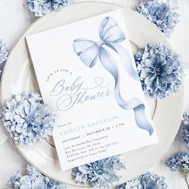 Invitación de Baby Shower con Lazo Azul (Subido por el creador)