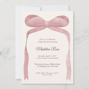 Invitación de Baby Shower con Lazo de Acuarela en