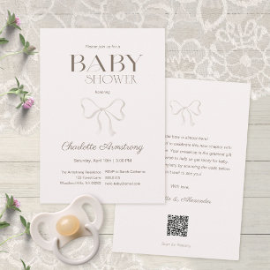 Invitación de Baby Shower con Lazo de Acuarela en 