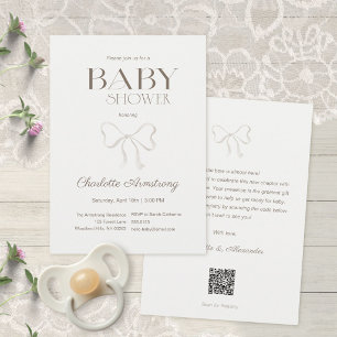 Invitación de Baby Shower con Lazo de Acuarela Ver