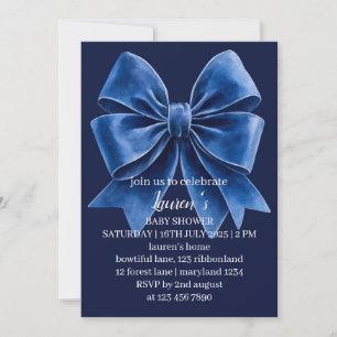 Invitación de Baby Shower con Lazo de Terciopelo A