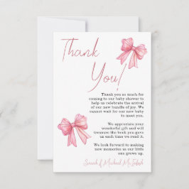 Invitación de baby shower con lazo rosa