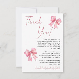 Invitación de baby shower con lazo rosa