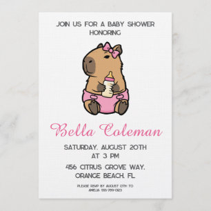 invitación de baby shower con lazo rosa lindo