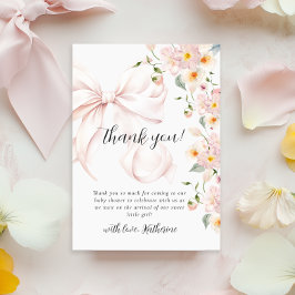 Invitación de Baby Shower con Lazo Rosa Suave "Bab