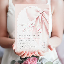 Invitación de Baby Shower con Lazos Rosados Adorab