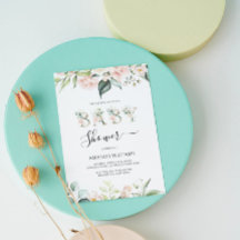 Invitación de Baby Shower con Letras Florales de R