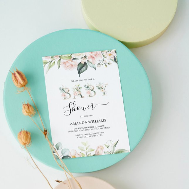 Invitación de Baby Shower con Letras Florales de R (Subido por el creador)