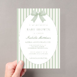Invitación de Baby Shower con Listas Verdes Salvia