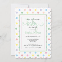 Invitación de Baby Shower con Lunares en Pastel Su