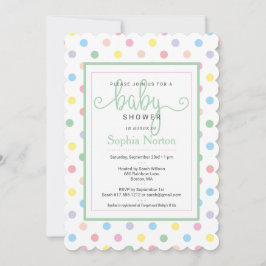 Invitación de Baby Shower con Lunares en Pastel Su