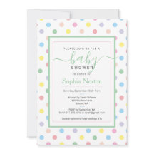Invitación de Baby Shower con Lunares en Pastel Su