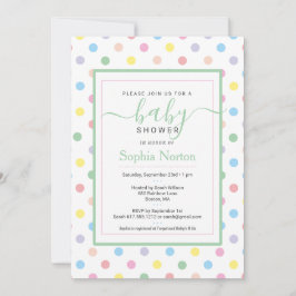 Invitación de Baby Shower con Lunares en Pastel Su