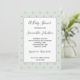 Invitación de Baby Shower con Lunares Verde Menta